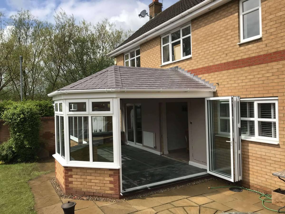 Victorian tiled roof in Pewter Grey with bifold doors